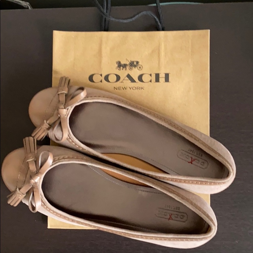 Coach Brown Ballet Flats with Bows